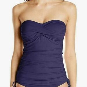🆕️ Ann Cole Twist Front Bandeau Tankini Swim Top in Navy Blue